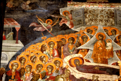 Успение Пресвятой Богородицы. Фреска монастыря Грачаница, Косово, Сербия. Около 1320 года. Фрагмент