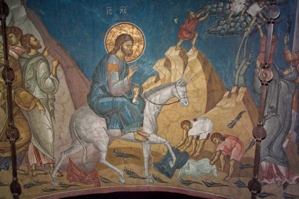 Вход Господень в Иерусалим. Фреска. Монастырь Высокие Дечаны, Косово