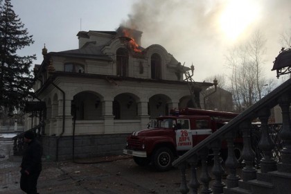 Попадание в трапезную Богоявленского собора Горловки